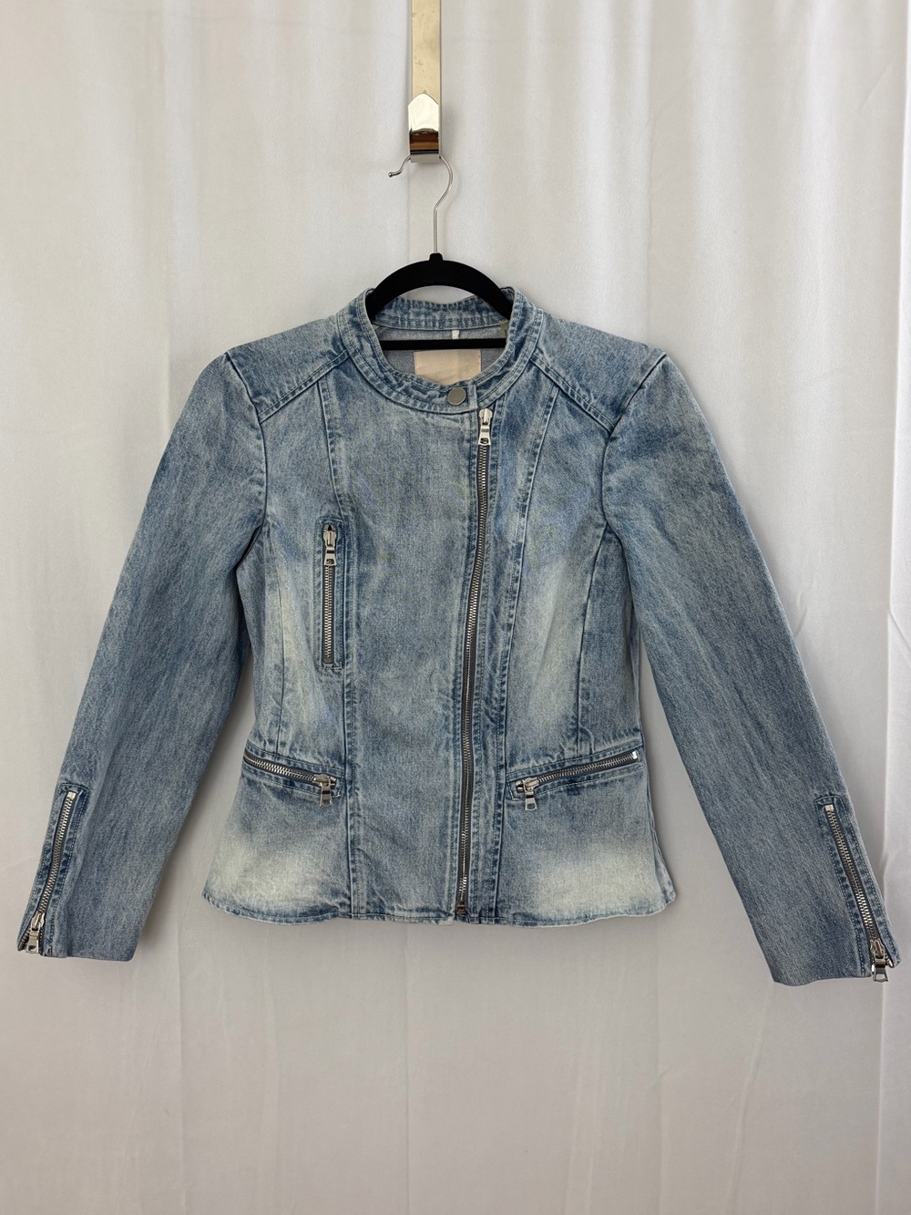 Rebecca Taylor Denim Moto Jacket Womens Size 4